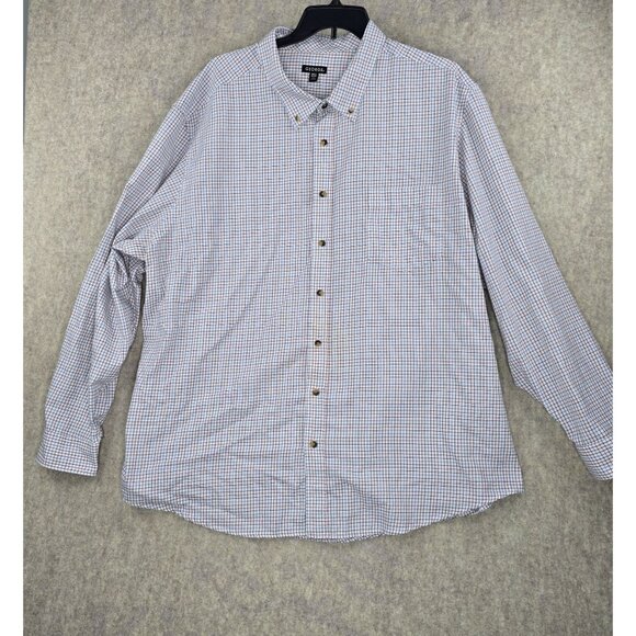George Mens Button Down Shirt Checkered White/Red/Blue 5XL Cotton Blend Classic - Picture 1 of 7